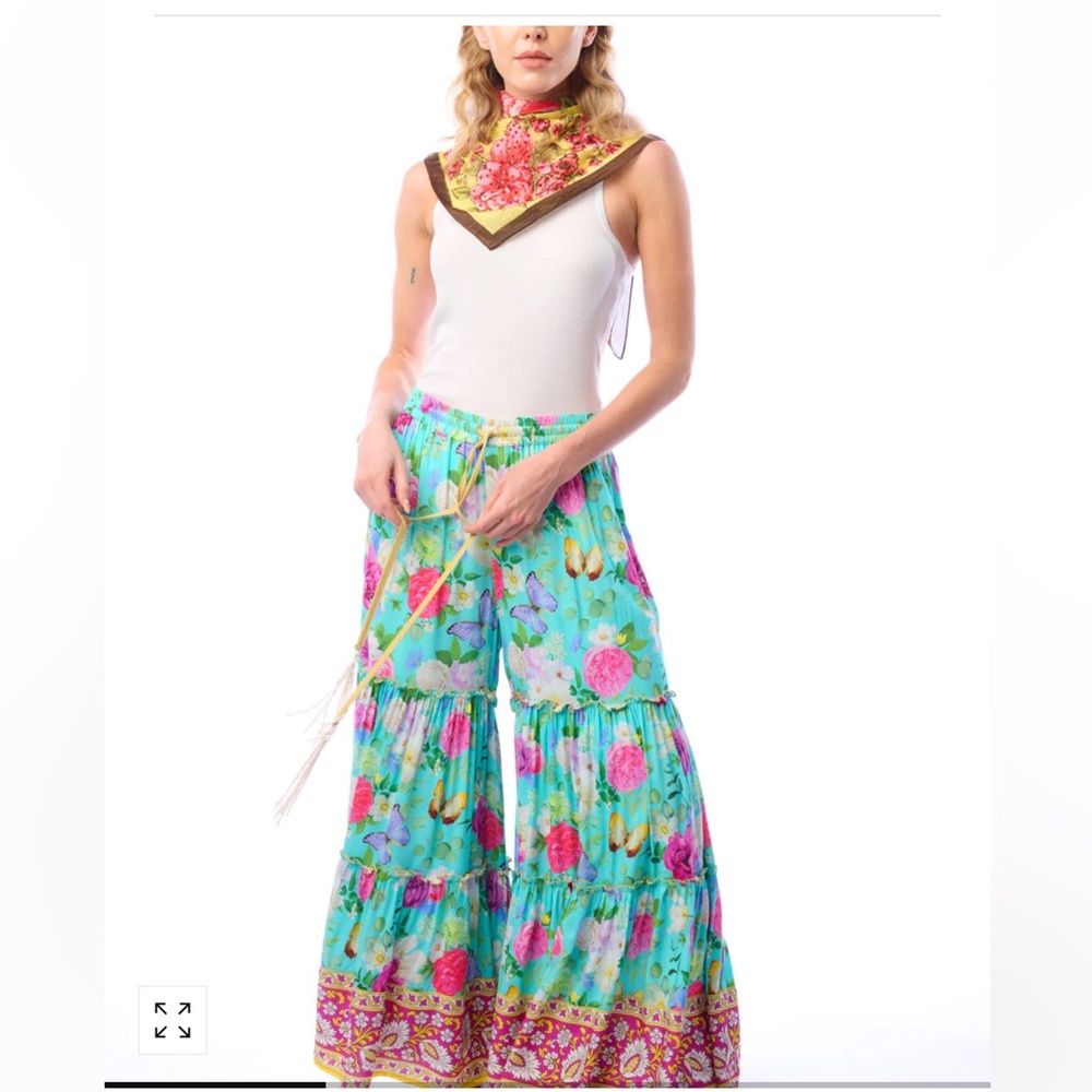 🆕 Aratta SERENITY SPRINGS PANTS Floral Bohemian Wide-Leg Pants